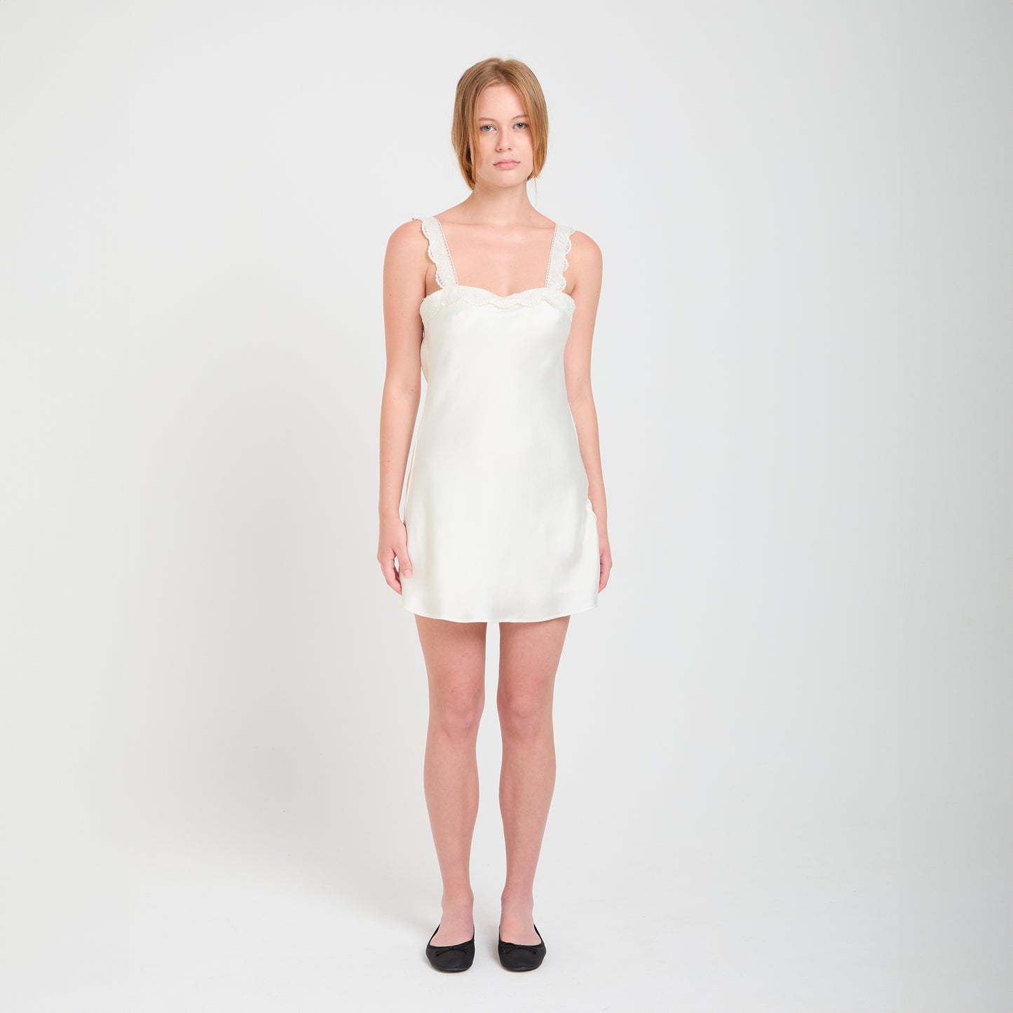Mini abito Nina in raso bianco