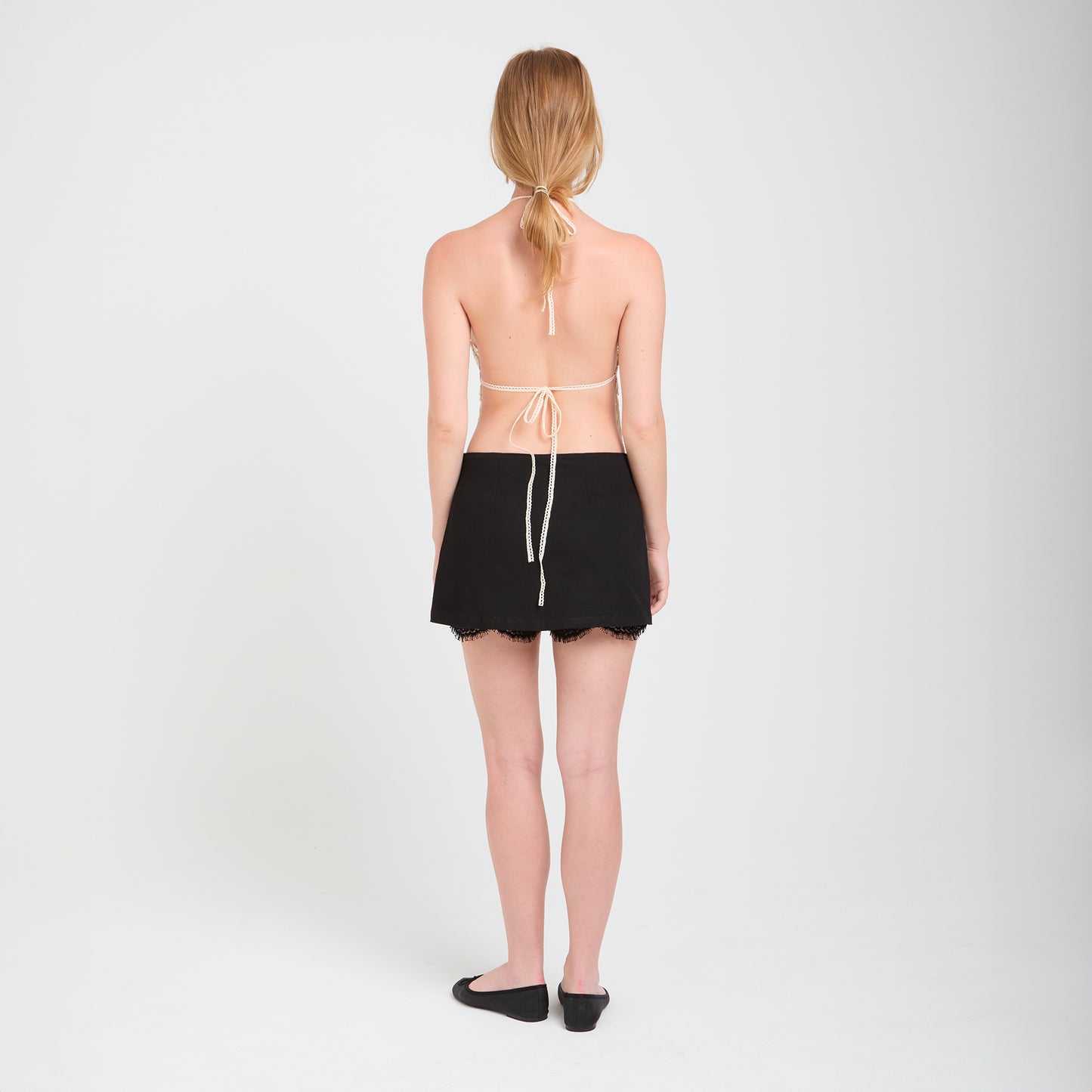 Gonna pantalone in cotone nera Little Black Miniskirt