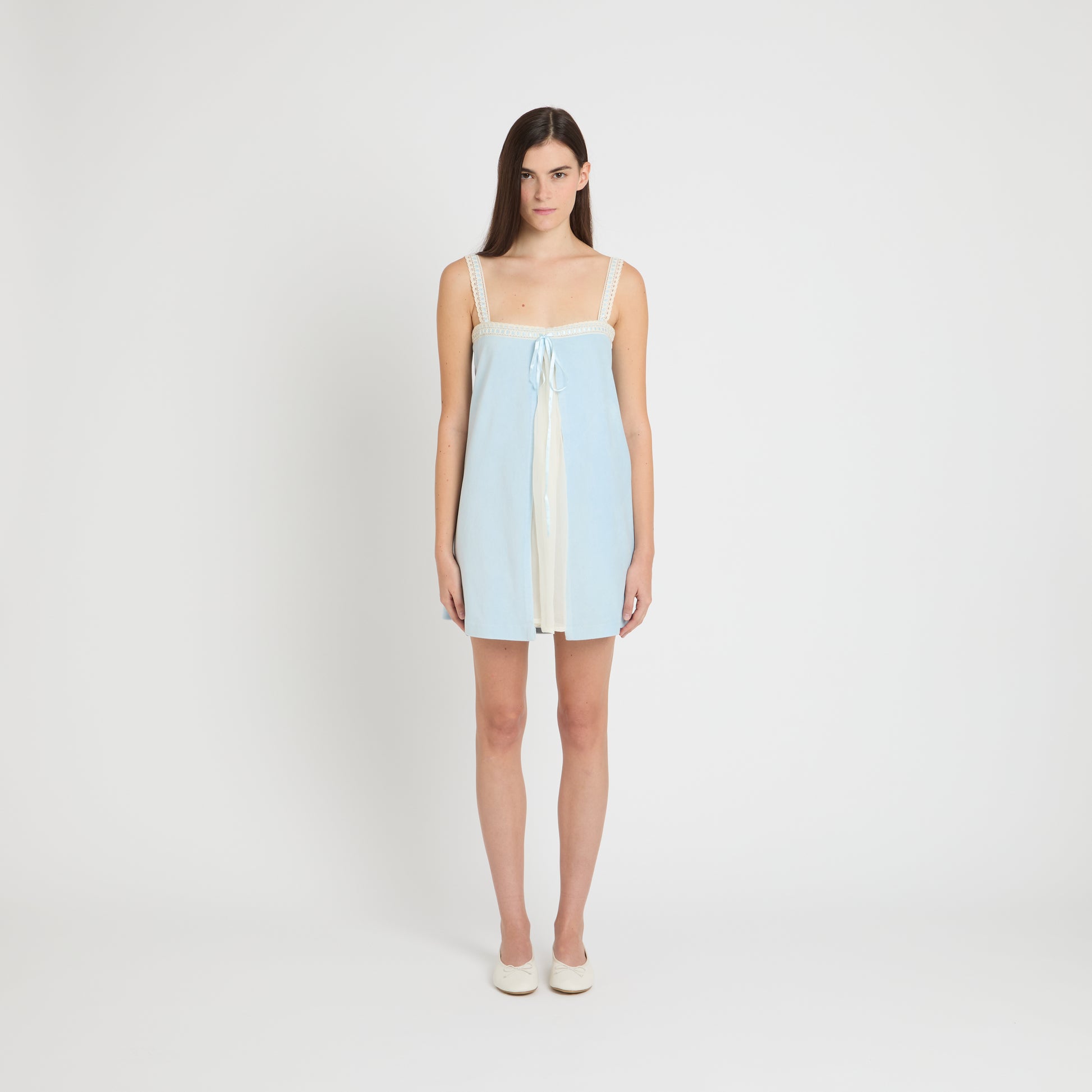 velvet light blue dress Baby Blue mini dress in light blue cotton velvet – Arcalthea