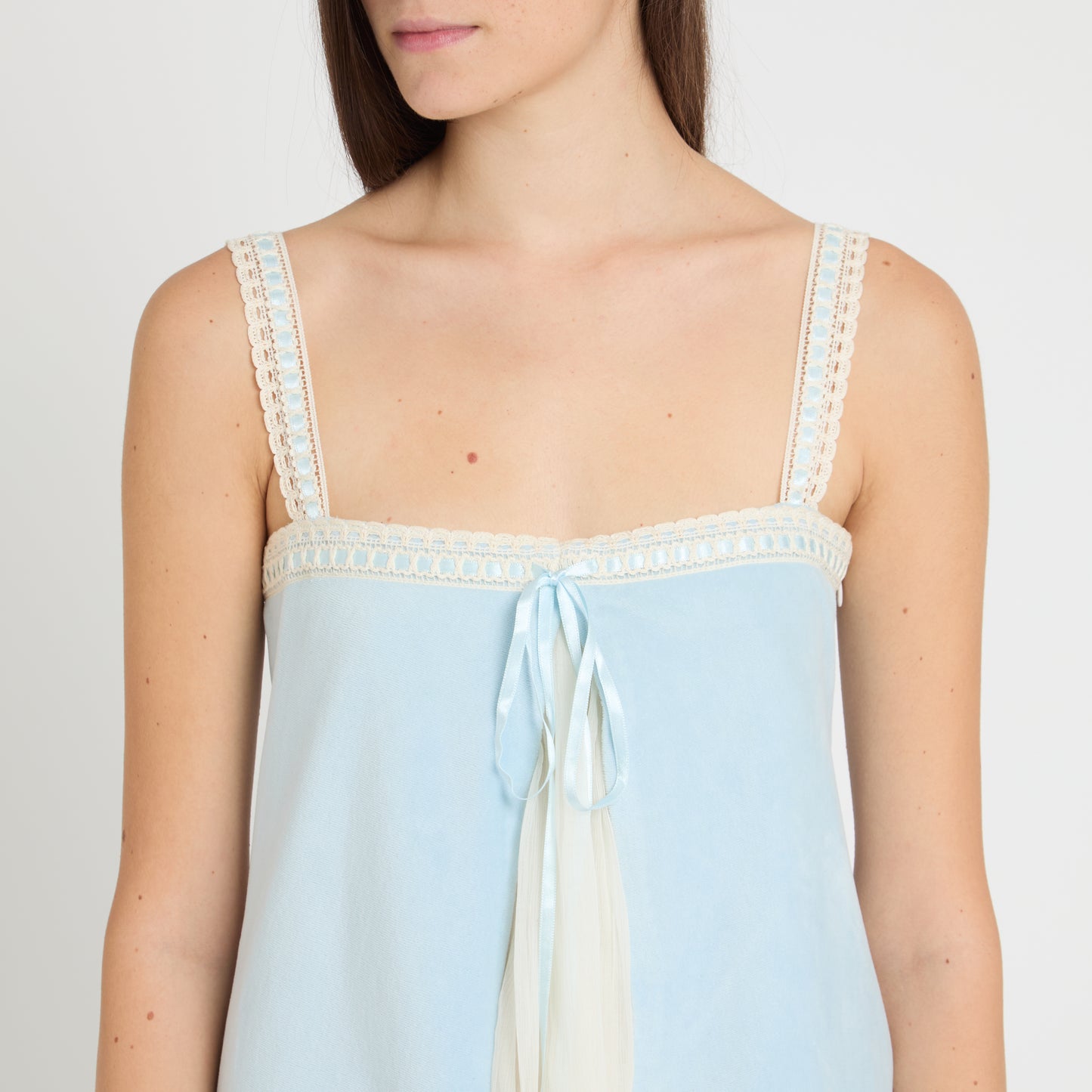 Baby Blue mini dress in light blue cotton velvet