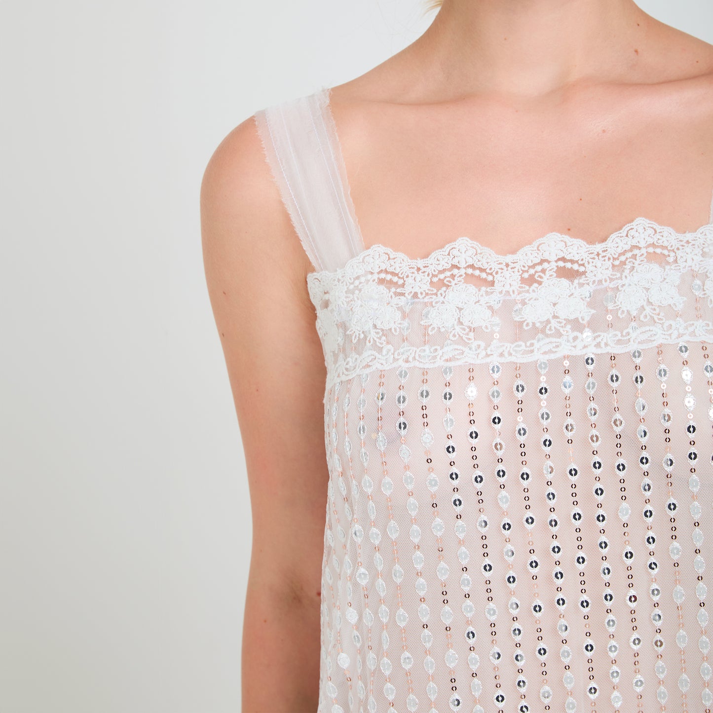 Mini abito bianco in chiffon e tulle The Gatsby Hour