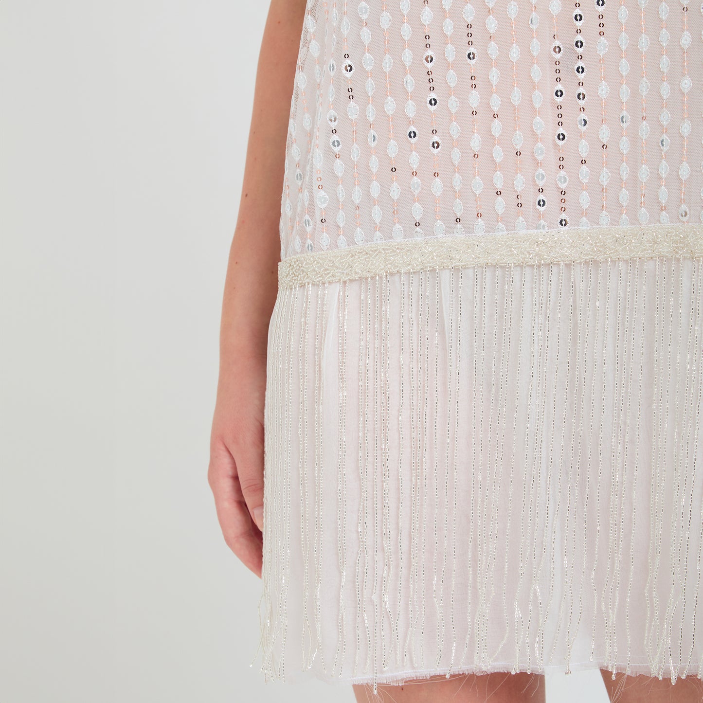 Mini abito bianco in chiffon e tulle The Gatsby Hour