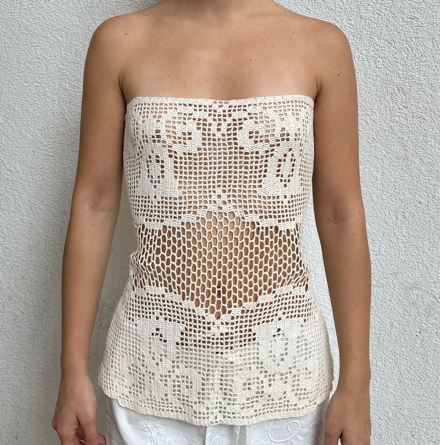 Top in cotone crochet bianco Lace from her table vol 2