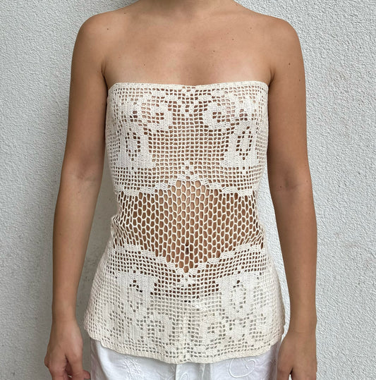 Top in cotone crochet bianco Lace from her table vol 2