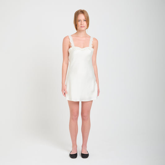 Mini abito Nina in raso bianco