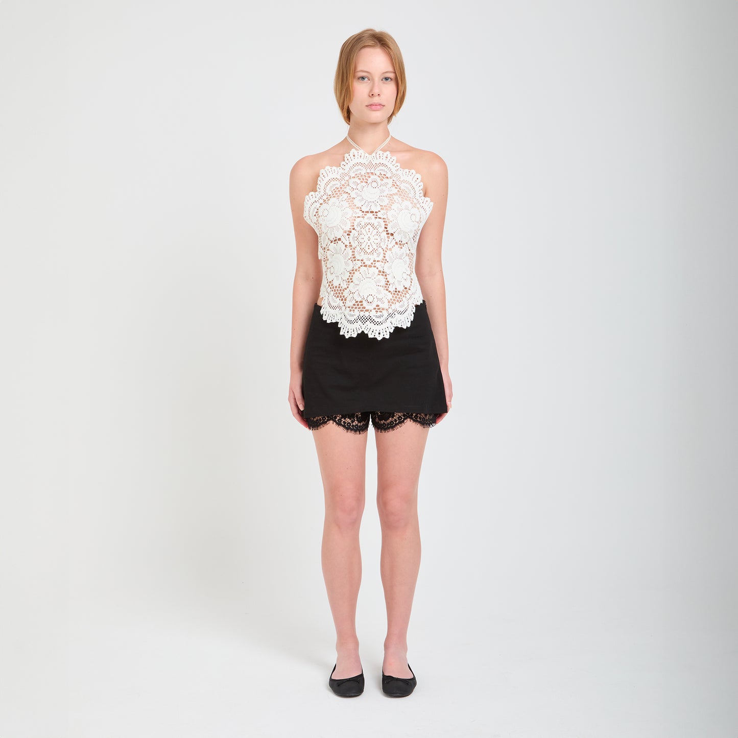 Gonna pantalone in cotone nera Little Black Miniskirt
