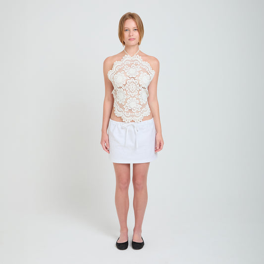 Top in cotone crochet bianco Lace from her table